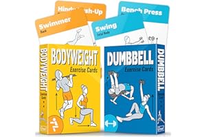 GRAND BASICS [Pack of 2] Training Cards for Workout with Your Own Body Weight & Dumbbells - Large Card Set with 100 Exercises, Perfect for Circuit Training and Weightlifting - Fitness Accessories for Women and Men