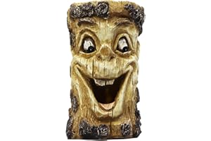 Monsterzeug Lachendes Vogelhaus, Holz Futterhaus für Vögel, Baumgesicht lacht, Lustige Garten Deko, bruchfestes Kunstharz, witterungsbeständig