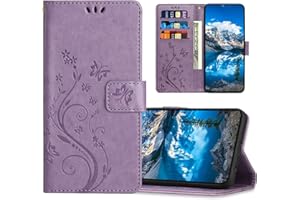 JZASES Hülle für Samsung Galaxy A52 4G / Galaxy A52 5G / Galaxy A52S 5G, PU Leder Handyhülle, Klappbar Prägung Brieftasche Stoßfeste Schutzhülle Kompatibel mit Samsung A52 / A52S 5G, Violett