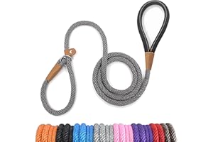 lynxking Dog Leash Slip Rope Lead Leash Strong Heavy Duty Braided Rope No Pull Training Lead Leashes for Medium Large and Small Dogs Grey