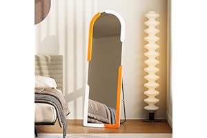 Lvifur Specchi da Terra Specchi, 160 x 40 cm Grande Specchio Bagno con e Supporto, Specchio per Camera da Letto Soggiorno (Bianco Arancio Arco)