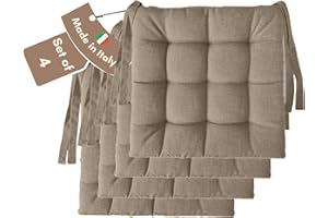 Il Tuo Artigiano Design Set 4 o 6 Cuscini per Sedie da Cucina Made in Italy - Cuscini Sedie Cucina set da 6 40x40 cm spessore 6 cm - Imbottiture in Spugna e morbido acrilico (4, Beige)