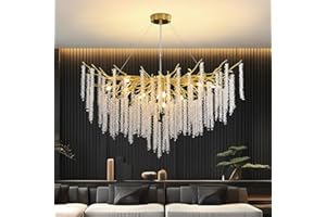 ‎AHXIAOZN AHXIAOZN Modern Chandelier Crystal Light, Luxury Crystal Pendant Light, Dimmable Round Crystal Pendant Light, for Dining Room, Kitchen, Living Room, Bedroom, Hallway, Cafe, Bar (Gold, 120 cm)