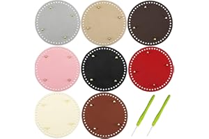 Yayatty 8 Stück Tasche Taschenboden, 8 Farbe Taschenboden zum Häkeln Leder, Rund PU Leder Stricken Taschenboden mit Häkeln für Taschenherstellung, 15cm