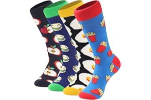 BISOUSOX Calcetines Hombre Divertidos Regalos para Hombres Algodón Calcetines Pizza Graciosos Regalo Cumpleaños Divertidos Hombre 4 Pares