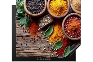 KitchenYeah© Cubre Vitrocerámica - Protector Vitroceramica Induccion 60x52 cm - Tapa Vitroceramica - Protector de Vitroceramica Naturaleza muerta - Hierbas - Cocina - Hierbas - Especias