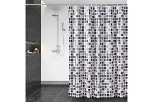 DUFU Cortina Ducha con Secado Rápido y Lavable - Cortina Baño Impermeable Hecha de Poliester con 12 Ganchos Mosaico 180 x 200 cm
