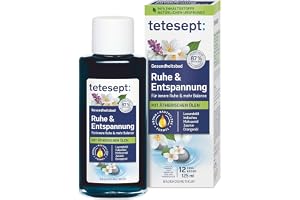 tetesept lugn och avslappning bad – hälsobad med 5 eteriska oljor för sinnesro och mer balans – kosmetiskt badtillsats med hudvård formel – 1 x 125 ml