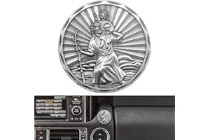 ‎ANWLKI Anwlki Heiligen Christophorus Auto Plaketten Ø 3.4cm Heiliger Christophorus Medaille Beschutze Uns Komm Gut Heim Geschenk mit Magnet und 3 Doppelseitig Klebende Aufkleber, 1 Eisenstück (Altes Silber)