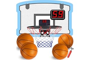 TEUVO Mini Canestro Basket da Camera con Tabellone Elettronico & 4 Pallone Interno Canestro Basket Bambini per Casa Porta, Basket Giocattoli Mini Hoop Regalo Bambini 5 6 7 8 9 10 Anni Ragazzi Ragazzee