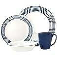 Corelle Vitrelle 3-Layer Glass 16 Pieces Set, Cobalt Blue/White, Glass