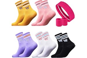 Aquzhou 5 Pairs Sports Socks Womens 4-7 UK with 3PCS Weat Bands Set, Colorful Ladies Sports Socks, Gym Trainer Ankle Socks Womens for Sports and Daily Use