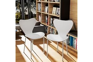 Rcynview Set di 2 Sedia Pranzo, Sedie Sala da Pranzo Moderne con Design a Schienale, Sedie Cucina in Polipropilene e Robuste Gambe in Metallo, Adatte per Sala da Pranzo, Soggiorno, Cucina, (Bianco)