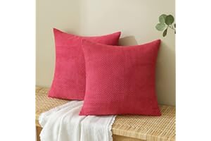 EMEMA Kordsamt Kissenbezug Dekorative Granulat Sofakissen Dekokissen Kissenbezüge Kissenhülle Couchkissen Überwurf Kissen Bezug Zierkissen für Couch Sofa Wohnzimmer 2er Set 60x60 cm Rot