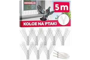 GEROBUG Kolce odstraszające gołębie ze stali nierdzewnej 5 m z przezroczystą podstawą – skuteczna ochrona przed gołębiami na balkon, belki dachowe i rynnę dachową – kolce do obrony przed ptakami,