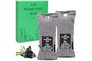 ‎SCENT-HI Duftsäckchen Bambus Aktivkohle Geruchsentferner Set 2x75g Luftreiniger Beutel - Luftentfeuchter Deo für Schuhe - Lufterfrischer Auto Kleiderschrank Wohnung gegen Geruch Feuchtigkeit Entfeuchtet