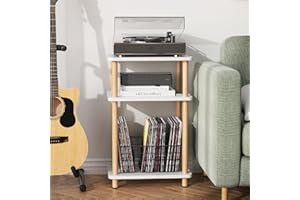 APICIZON 3-poziomowy stolik pomocniczy, wąski, stolik nocny, drewniany, stolik mały, 40 x 30 x 61,5 cm, mały stolik pomocniczy do salonu, sypialni, na balkon, do gabinetu, naturalny i biały