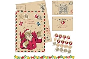 BGTLJKD Lot de 12 Carte de voeux Noël, Joyeux Noël Cartes de Vœux avec Enveloppe et Autocollant, Cartes de Noël Pliantes vintage, Carte Cadeau Noel, Kit de Carte Noel pour Enfants, Famille, Amis