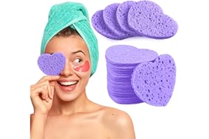 PALPROT Komprimierte Gesichtsschwämme für die Säuberung Blumenförmige Gesichtsschwämme für die GesichtsreinigungExfoliator Schwamm komprimiert Gesichtsschwamm für Kosmetikerinnen (Herzförmig|Lila)