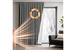 ‎DECONOVO Deconovo Thermovorhang Kälteschutz, Gardinen mit Kräuselband gegen Kälte, Wärmeisolierend Vorhang Verdunkelung Wohnzimmer, 260 x 140(HöhexBreite), Hellgrau, 1 Stück