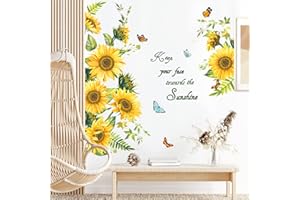 wondever Pegatinas de Pared Girasol Adhesivos Pared Decorativos Flor de Jardín Planta Vinilos Pared para Dormitorio Salón Ventana