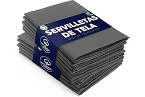 LivinEase Servilletas de Tela de Algodón - Paquete de 12 Servilletas de Mesa Carbon - Servilletas de Tela Grandes Reutilizables 100% Algodón 46 x 46 cm para Mesa de Navidad (Carbón)