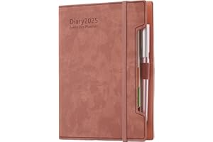 HOLDERZYI Agenda Académica 2025 A5 - Día por Página, Enero a Diciembre, 12 Meses - Tapa Dura Con Bolígrafo y Lazo