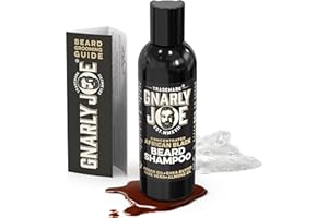 TRADEMARK GNARLY JOE EST.MMXVII Gnarly Joe Beard Shampoo for Men - 100ml Natural Beard Wash with African Black Soap, Argan Oil & Shea Butter - Beard Dandruff Shampoo & Beard Care for Men - Includes Free Beard Grooming Guide