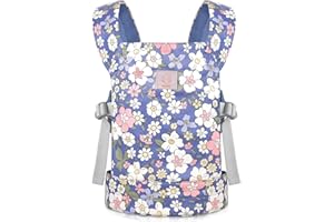 GAGAKU Porta bambole anteriore e marsupio, accessori in cotone con animali di peluche, porta bambole regolabile per bambine - Fiore blu