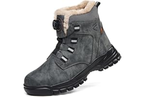 KOIFISH Buty robocze, męskie, damskie, zimowe, z ciepłą podszewką, lekkie, wygodne, stalowe noski, z zamknięciem obrotowym
