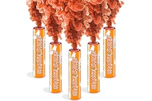 Dynastyparty - Smoke Bomb Grenades Flares- Pack of 5 Ring Pull Smoke Flares - 5 Orange Smoke bombs grade smoke, designed to impress