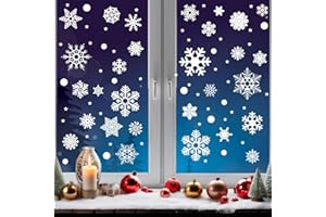 Niviy Pegatinas Navidad Ventanas 247 Piezas PVC Electrostáticas Copos de Nieve Decoración Navideña Cristales Hogar Pegatinas Decoración Reutilizables 6 Hojas Blanco
