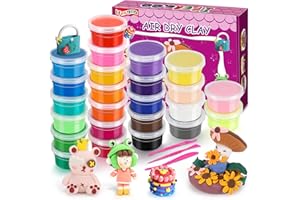 Air Dry Clay, 24 Colors Ultra Light Modeling Clay, iFergoo Magic Clay DIY Creative Modeling Dough with Project Booklet