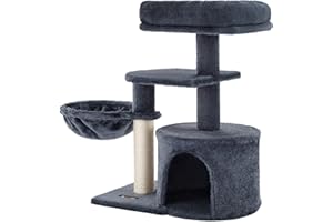 FEANDREA Cat Tree, Small Cat Tower, Kitten Scratching Post, Smoky Grey PCT59G