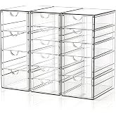 GoMaihe Desk Organizer with 15 Drawers 2 Pieces Transparent | desk supplies, desk organizer, clear desk accessories, dust-pro