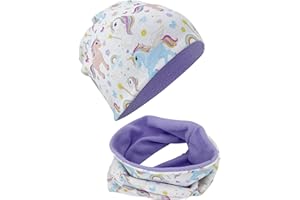 HECKBO Gorro para niños + Gorro con Cuello Redondo - Diferentes Motivos - con Forro Polar o Reversible - a Partir de 2 años - 95% Algodón - Tejido elástico Suave y práctico - Primavera Otoño Invierno