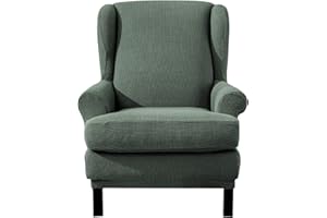 EBETA Jacquard Salvadivano Copripoltrona Trapuntato Adele, Copripoltrona con Orecchie Poltrona Protettiva Elasticizzato Antiscivolo (Verde chiaro)