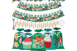 CLVSYH Calendario Avvento Fai da Te 2025, 24 Calendario Dell'Avvento Fai Da Te Con Sacchetti,Calendari Dell'Avvento Da Riempire Da Soli Per Bambini In Tessuto Per Bambini E Bambine