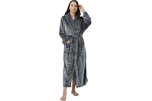 Westkun Unisex Bata Talla Grande Invierno para Mujer y Hombre Albornoz Polares Batas de Casa Larga Terciopelo Polar Esponjoso Felpa Bata de Noche M-3XL