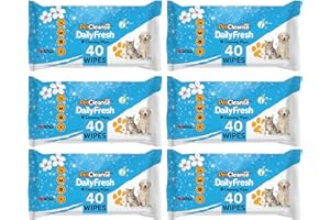 MEDISANITIZE Pet Wipes for Your Dog Puppy and Cat: Antibacterial Daily Grooming and Cleaning Wipes for Paws Body Face Ears and Bum: 40 Large Wet Wipes Pack with Aloe Vera (6 Packs)