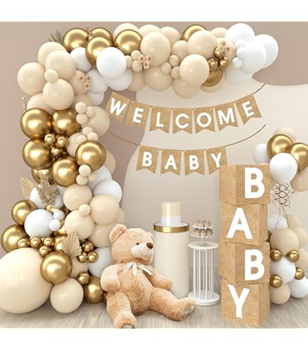 Teddy Bear Balloon Arch Kit - Light Pink Beige Brown Garland For Baby Shower