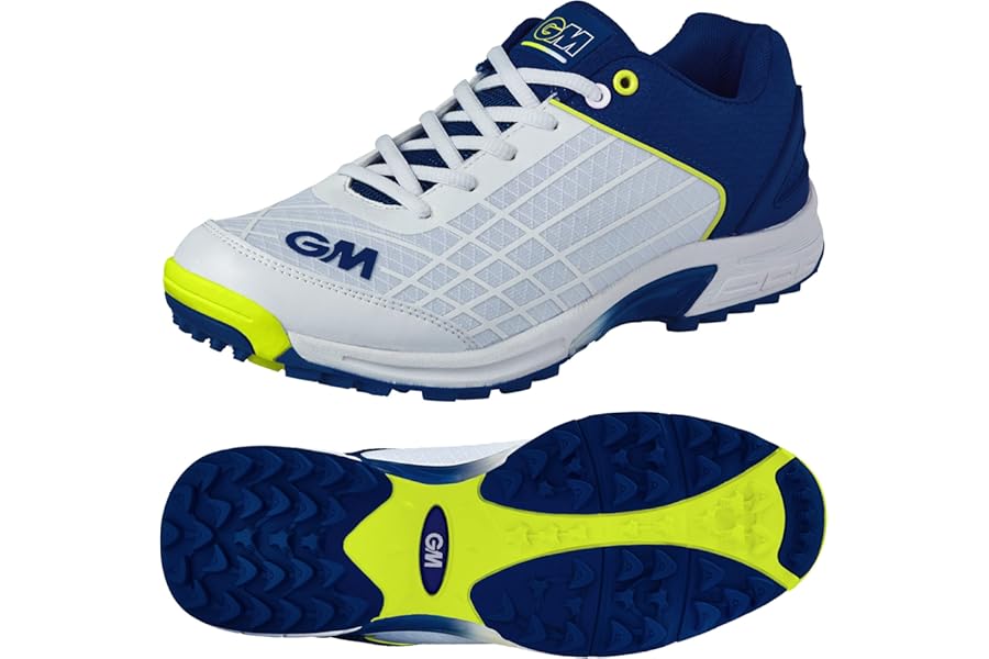 GM | Rubber Sole Cricket Shoes | Lightweigh Upper | Arch Support Grip Comfort & Reduce Fatigue | All Rounder Grip | Sizes UK Junior 1 to 6 and Senior 7 to 13