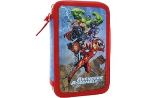 IL MEGASTORE DEI GIOCATTOLI E GIOCHIAMO Estuche Avengers Marvel con 3 Compartimentos y 3 Cremalleras, Estuche Escolar para bolígrafos y Colores Completo de papelería con Triple Compartimento