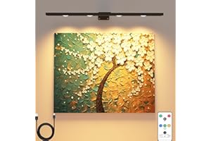 Arixinks Picture Light with Remote Battery Operated Painting Lighting for Art Rechargeable,Full Metal Magnetic Used for Display Wall Picture Gallery with 3 Lighting&Dimmer Indoor with Timer Setting