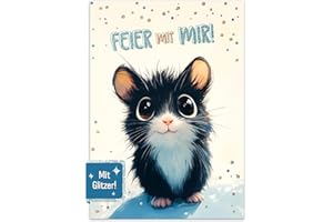 ‎HÄFFT Häfft® Lernfreunde 12 x Einladungskarten Kindergeburtstag A6 Cute Hamster Party-Einladungen für Kinder, Geburtstags-Einladungen - nachhaltig & klimafreundlich