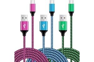 AILKIN USB C Fast Charger Cable, 3Pack 6FT/1.8M Samsung Charger Cable Fast Charge, Type C Cable Lead for Samsung Galaxy S25 Ultra S24 FE S23 S22 S21 S20 S10 A16 A15 A14 A13 A56 A55 A54 A36 A35, Huawei,Xiaomi