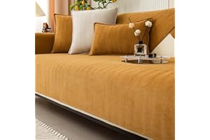 PETICEHI Funny Fuzzy Sofa Cover, Herringbone Chenille Fabric Furniture Protector Sofa Cover, Cosy Solid Colour Non-Slip Couch Cover (Khaki,70 * 210cm)