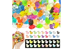 TOGETDREAM 120 Pezzi Mini Paperelle Luminosa, 18 Colori Mini Anatre Luminose in Resina Miniatura Piccola Anatra Mini Anatra in Plastica per Giardino Paesaggio Casa Delle Bambole Ornamento Fai da Te Compleanno