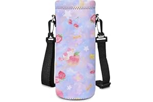 Piyycur Universal Bottle Holder with Adjustable Belt (500ml/750ml/1000ml) - Neoprene Thermal Bottle Case for Sports, School, Travel (Tema Pastello Carino, 750ml(25oz))