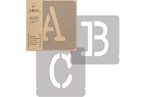 ‎NL NAKLEO ART & WALL DECOR Buchstaben & Zahlen Wiederverwendbare Kunststoff Schablone // 100 mm // Typewriter Großbuchstaben // 42 Blätter Vollständiges Alphabet Schriftschablonen